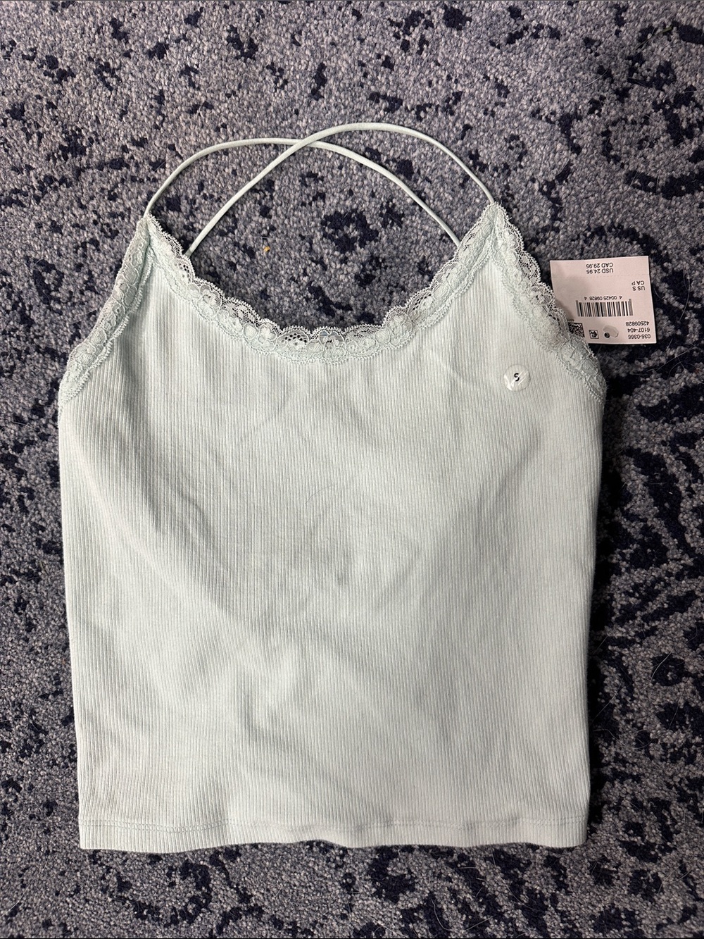 NWT American Eagle Lace Trim Ribbed Cami Tank Top - Light Mint SIZE SMALL